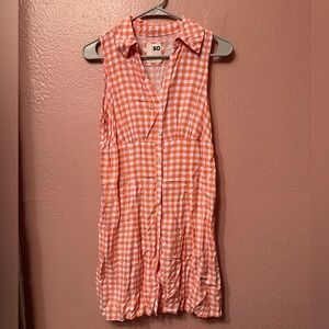 SO Vibrant Orange Checkered Dress